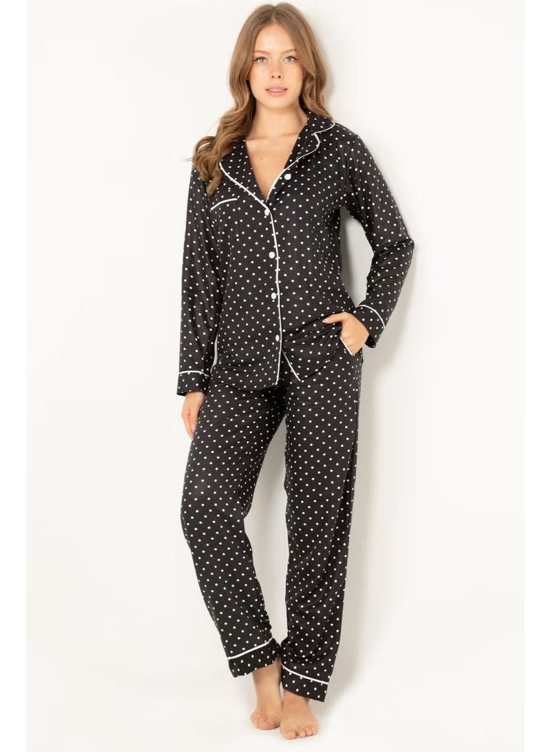 DoReMi Polka Dot Natural Viscose Soft Soft Button Pajamas Set - Image 1